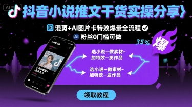 抖音小说推文干货实操分享，混剪+AI图片卡特效爆量全流程，0粉丝0门槛可做-zhichuangquan
