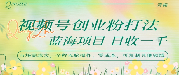 视频号创业粉打法，日入1k，蓝海项目，市场需求大，全程无脑操作，可复制-zhichuangquan