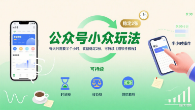 公众号小众玩法，每天只需要半个小时，收益稳定2张，可持续【附软件教程】-zhichuangquan
