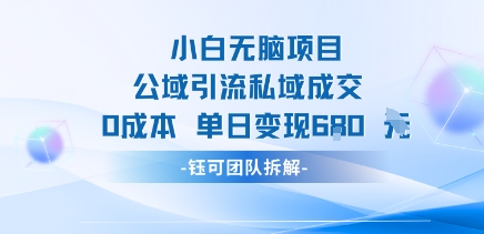小白无脑项目公域引流私域成交0成本单日变现680米-zhichuangquan