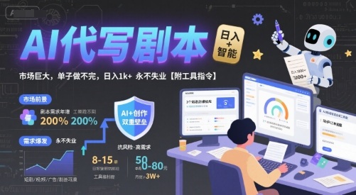 AI代写剧本，市场巨大，单子做不完，日入1k+ 永不失业【附工具指令】-zhichuangquan