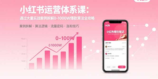 小红书运营体系课：通过大量实战案例拆解0-1000W爆款算法全攻略-zhichuangquan
