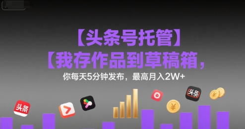 【头条号托管 】我存作品到草稿箱，你每天5分钟发布，最高月入2W+【揭秘】-zhichuangquan