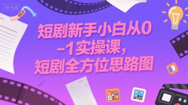 短剧新手小白从0-1实操课，短剧全方位思路图-zhichuangquan
