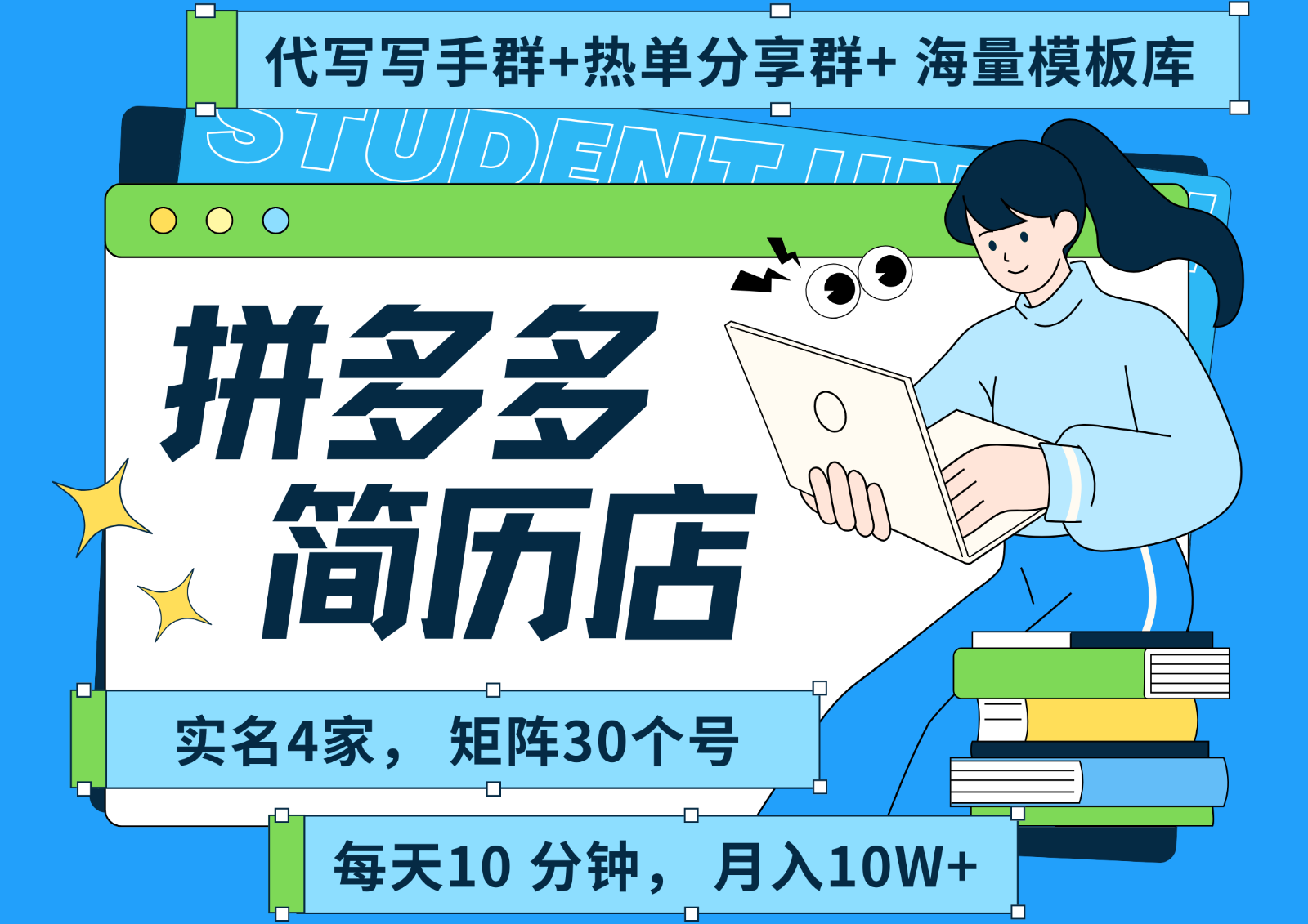 拼多多电商 拼多多 虚拟资料 简历 海报代写 全SOP流程 毫无保留分享(含后端资料)-zhichuangquan