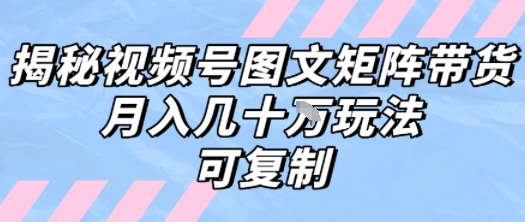 解密视频号图文矩阵带货，月入几个W的打法，可复制-zhichuangquan