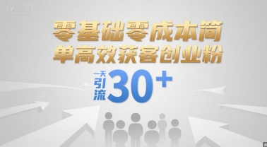 零基础零成本简单高效获客创业粉，一天引流30+-zhichuangquan