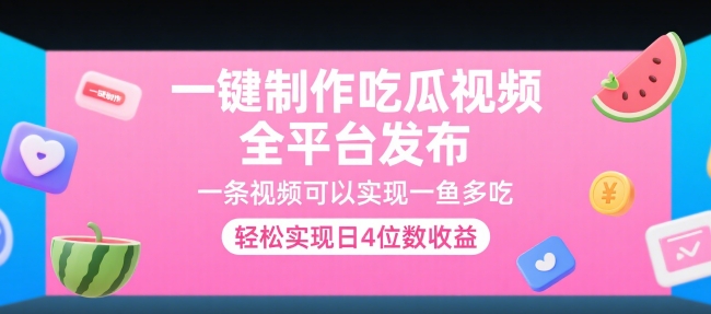 一键制作吃瓜视频，全平台发布，一条视频可以实现一鱼多吃，轻松实现日4位数收益【揭秘】-zhichuangquan