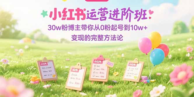 小红书运营进阶班：30w粉博主带你从0粉起号到10w+变现的完整方法论-zhichuangquan