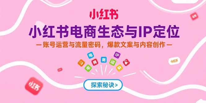小红书电商生态与IP定位，账号运营与流量密码，爆款文案与内容创作-zhichuangquan