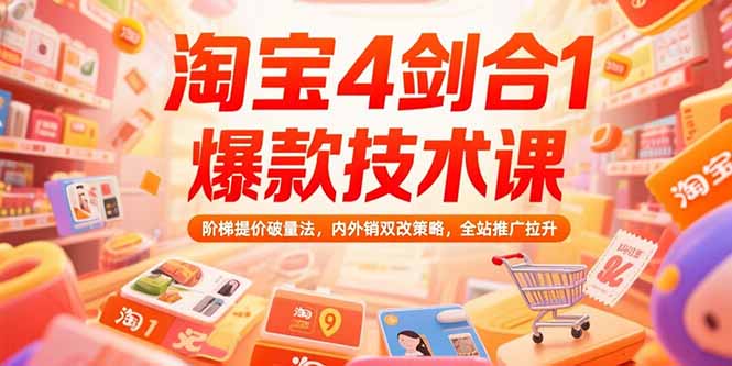 淘宝4剑合1爆款技术课73期：阶梯提价破量法，内外销双改策略 全站推广拉升-zhichuangquan