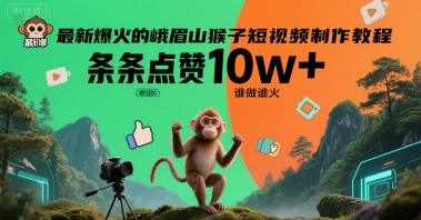 最新爆火的峨眉山猴子短视频制作教程，条条点赞10w+，谁做谁火【教程+提示词】-zhichuangquan