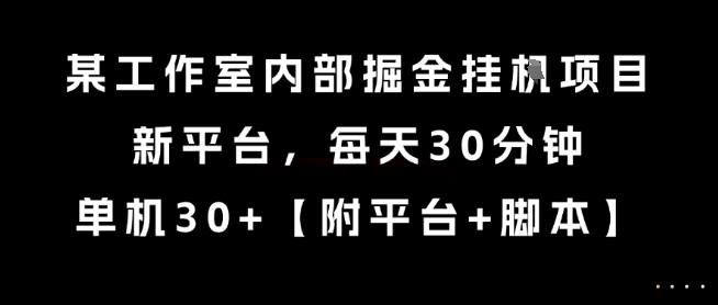 某工作室内部掘金挂G项目，新平台，每天30分钟，单机30+【揭秘】-zhichuangquan