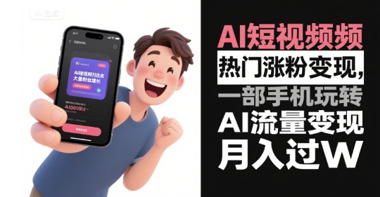 AI短视频热门涨粉变现，一部手机玩转AI流量变现，月入过W-zhichuangquan