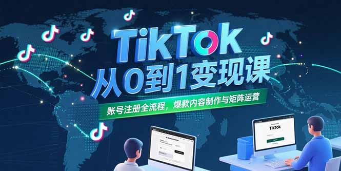 TikTok从0到1变现课，账号注册全流程，爆款内容制作与矩阵运营-zhichuangquan