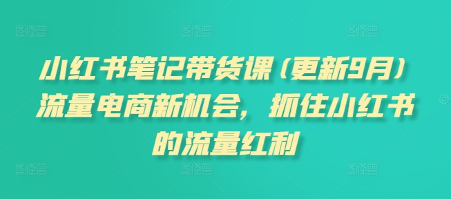 小红书笔记带货课(更新25年6月)流量电商新机会，抓住小红书的流量红利-zhichuangquan