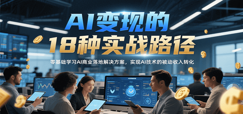 AI变现的18种实战路径，零基础学习AI商业落地解决方案，实现AI技术的被动收入转化-zhichuangquan