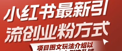 小红书最新引流创业粉方式，项目图文玩法介绍以及如何安全倒流私域-zhichuangquan