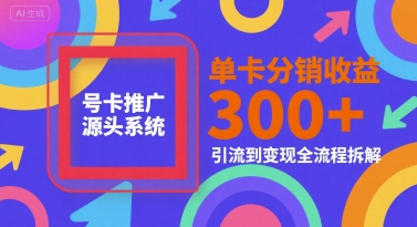 号卡推广源头系统，单卡分销收益3张+，引流到变现全流程拆解【揭秘】-zhichuangquan