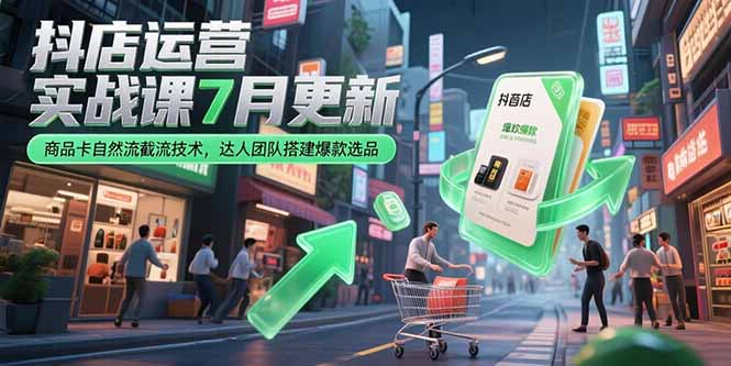 抖店运营实战课7月更新，商品卡自然流截流技术，达人团队搭建爆款选品-zhichuangquan
