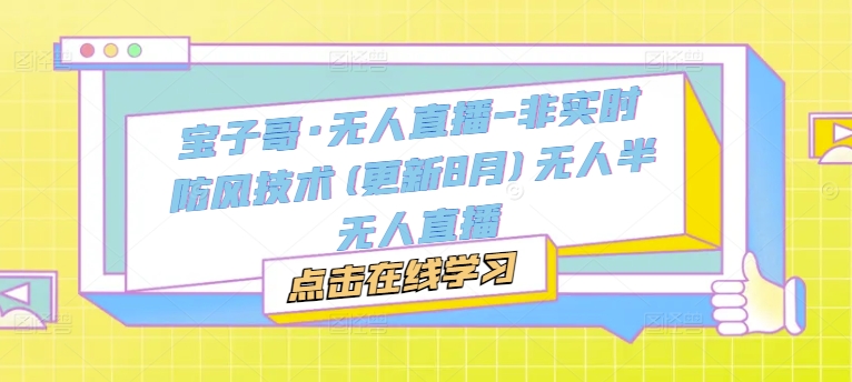 宝子哥·无人直播-非实时防风技术(更新25年7月)无人半无人直播-zhichuangquan