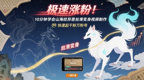 极速涨粉！10分钟学会山海经异兽丝滑变身视频制作，快速起千粉万粉号-zhichuangquan