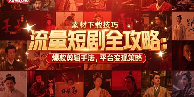 流量短剧全攻略：素材下载技巧，爆款剪辑手法，平台变现策略-zhichuangquan