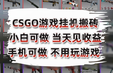 CSGO游戏挂G搬砖，小白纯手机即可操作，不用电脑打游戏，日入3张+，副业网创项目【揭秘】-zhichuangquan