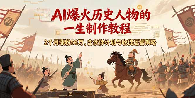 AI历史人物赛道课程，2个月涨粉56万，含伙伴计划与收徒运营策略-zhichuangquan