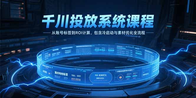 千川投放系统课程，从账号标签到ROI计算，包含冷启动与素材优化全流程-zhichuangquan