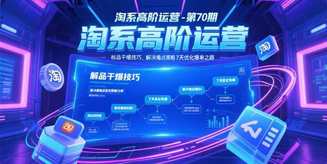 淘系高阶运营-第70期，标品干爆技巧，解决难点策略，大佬操盘方法-zhichuangquan