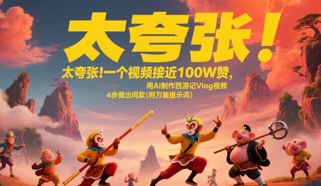 太夸张！一个视频接近100W赞，用AI制作西游记Vlog视频，全流程拆解来了(附万能提示词)-zhichuangquan