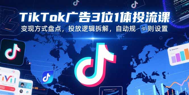 TikTok广告3位1体投流课，变现方式盘点，投放逻辑拆解，自动规则设置-zhichuangquan