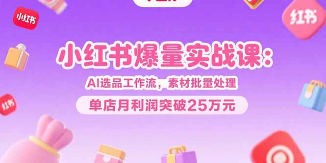 小红书爆量实战课：AI选品工作流，素材批量处理，单店月利润突破25万元-zhichuangquan