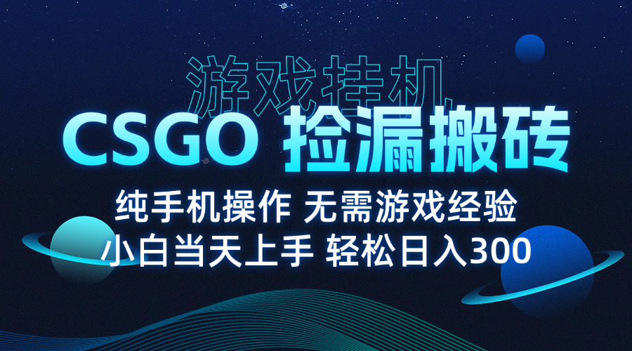 8月最新游戏搬砖，CSGO纯挂机，不需要玩游戏，实现真挂机，月入1W+-zhichuangquan