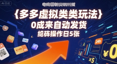 多多虚拟类目玩法，0成本全自动发货，矩阵操作日5张-zhichuangquan