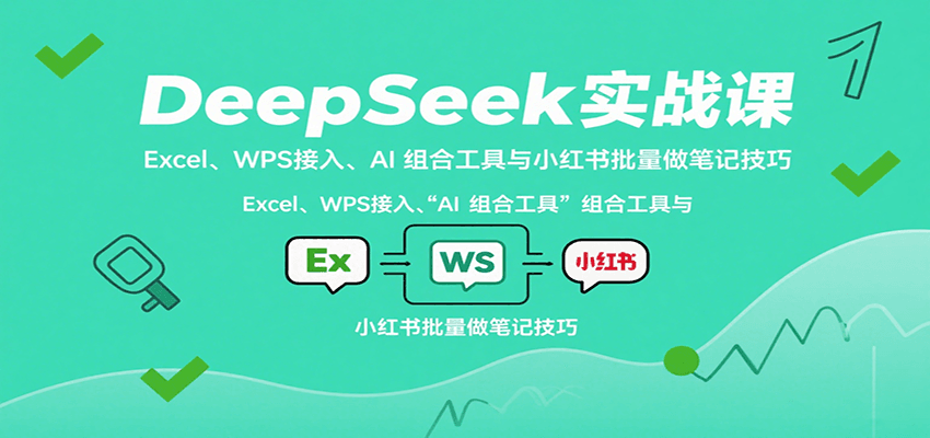 DeepSeek实战课：Excel、WPS接入、AI 组合工具与小红书批量做笔记技巧-zhichuangquan