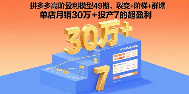 拼多多高阶盈利模型49期，裂变+阶梯+群爆  单店月销30万+投产7的超盈利-zhichuangquan