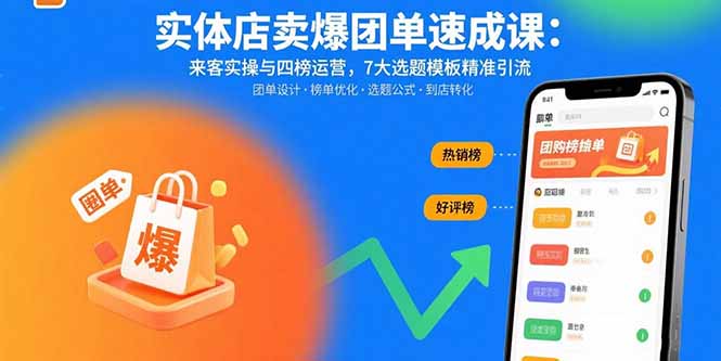 实体店卖爆团单速成课：来客实操与四榜运营，7大选题模板精准引流-zhichuangquan