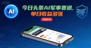 今日头条AI军事赛道，单日收益多张 ，手机可做【附指令】-zhichuangquan