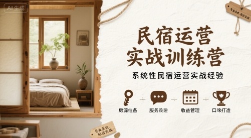 民宿运营实战训练营，系统性民宿运营实战经验-zhichuangquan