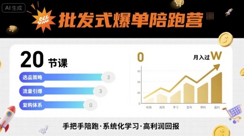批发式爆单陪跑营，20节课带你实现批发式爆单，带你经松月入过W-zhichuangquan