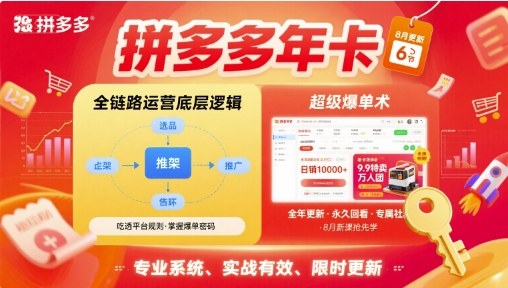 拼多多年卡【8月更新6节】拼多多全链路运营底层逻辑，超级爆单术-zhichuangquan