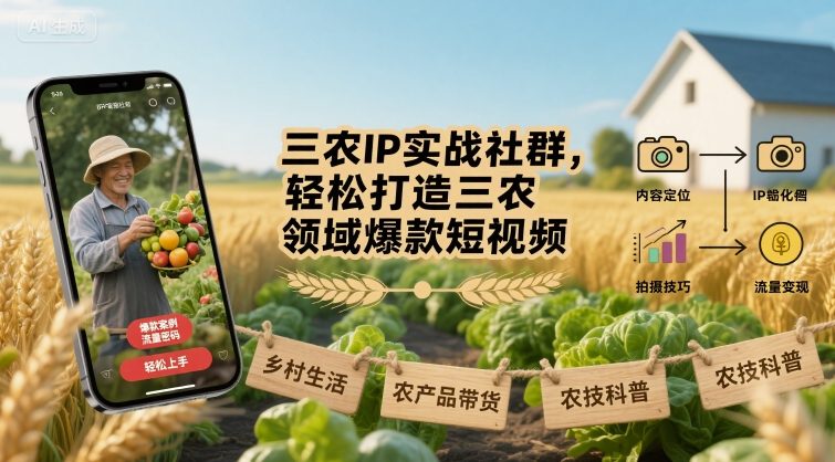 三农IP实战社群，轻松打造三农领域爆款短视频-zhichuangquan