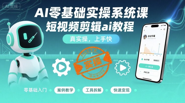 AI零基础实操系统课，短视频剪辑ai教程，真实操，上手快-zhichuangquan