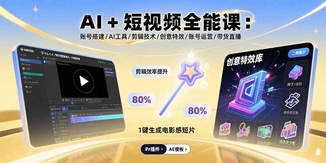 AI+短视频全能课：账号搭建/AI工具/剪辑技术/创意特效/账号运营/带货直播-zhichuangquan