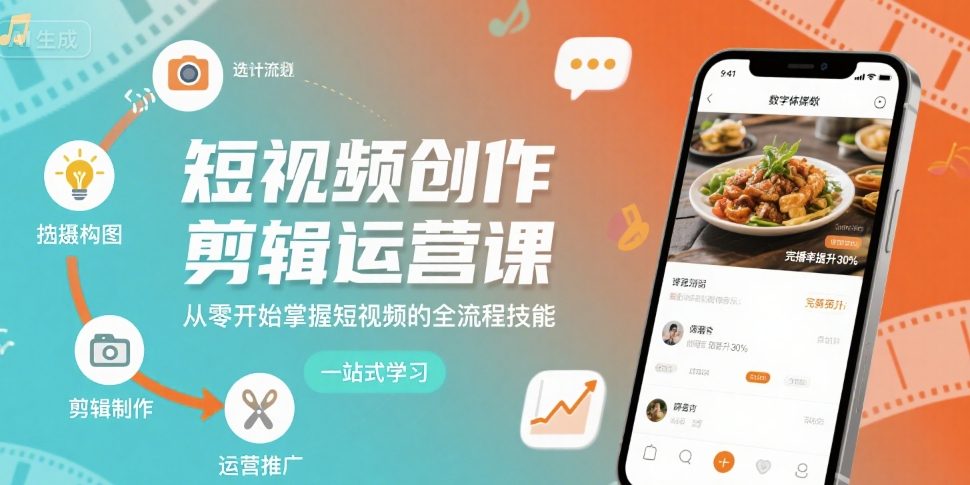 短视频创作剪辑运营课，从零开始掌握短视频的全流程技能-zhichuangquan