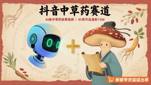 抖音中草药赛道，用AI做中草药故事视频，45条作品涨粉13W，橱窗带货猛猛出单-zhichuangquan