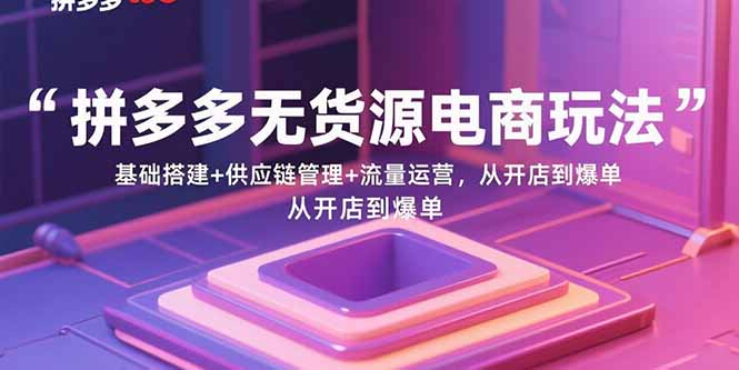 拼多多无货源电商玩法：基础搭建+供应链管理+流量运营，从开店到爆单-zhichuangquan
