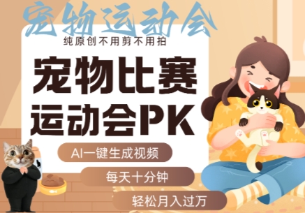 AI一键生成宠物比赛运动会PK视频，纯原创不用剪不用拍，每天十分钟，轻松月入过1W+-zhichuangquan